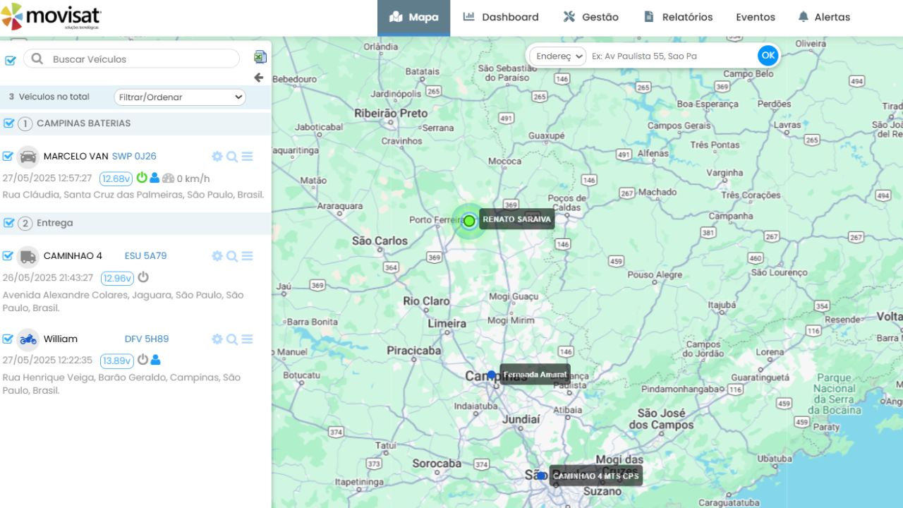 Mapa em tempo real