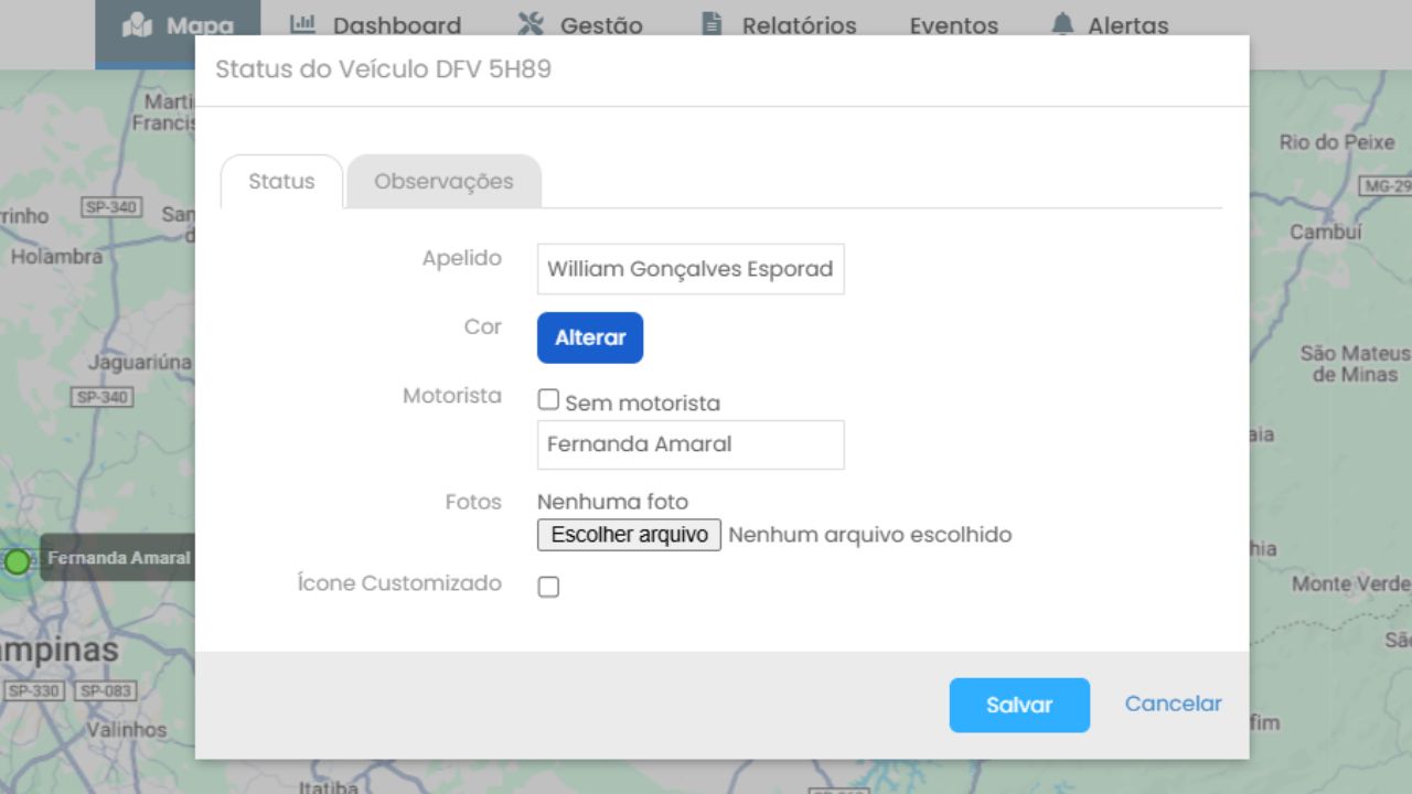 Personalização de veículos da frota